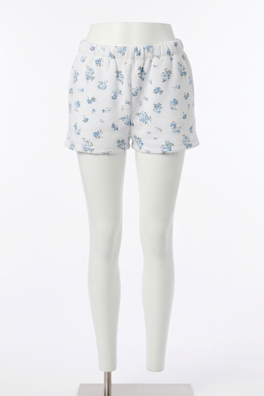 NEW VINTAGE HAVANA pro-weave high waist shorts in blue ditsy print